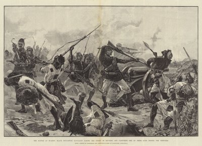 Die Schlacht bei Suakin, Schwarzes Sudan-Bataillon nimmt den Feind in die Zange und erobert eine ihrer Kanonen hinter den Schützengräben von William Heysham Overend