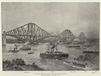 Das Kanalgeschwader vor Anker vor der Forth Bridge, 2. September von William Heysham Overend