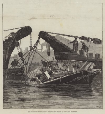 Der Zusammenstoß im Solent, Bergung des Wracks der Yacht Mistletoe von William Heysham Overend