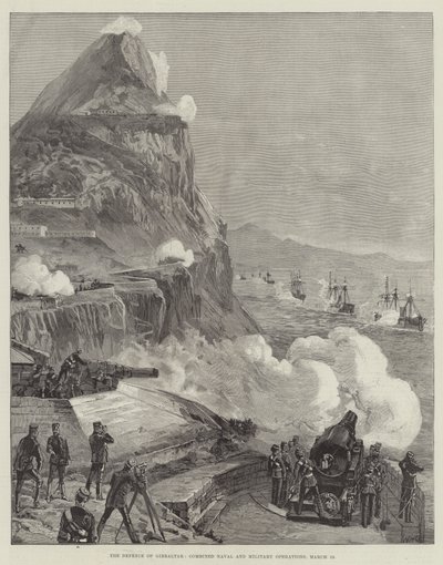 Die Verteidigung von Gibraltar, kombinierte Marine- und Militäroperationen, 13. März von William Heysham Overend
