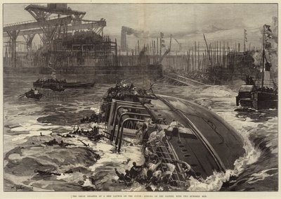 Die große Katastrophe bei einem Schiffsstapellauf am Clyde, Untergang der Daphne mit zweihundert Männern von William Heysham Overend