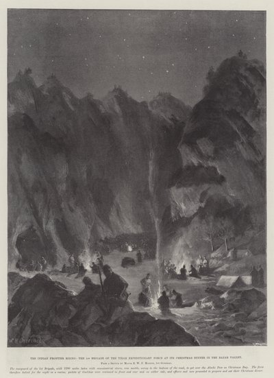 Der Aufstand an der indischen Grenze, das 1. Brigade der Tirah-Expeditionsstreitkräfte beim Weihnachtsessen im Bazar-Tal von William Heysham Overend