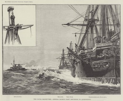Die Marine-Manöver, Admiral Bairds Flotte kehrt nach Queenstown zurück von William Heysham Overend