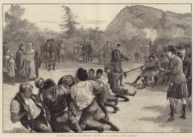 Die königliche Familie in den Highlands, das Tauziehen - Balmoral gegen Abergeldie von William Heysham Overend