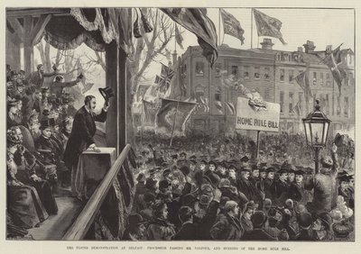 Die Ulster-Demonstration in Belfast, Prozession vor Mr. Balfour und Verbrennung des Home Rule Bill von William Heysham Overend