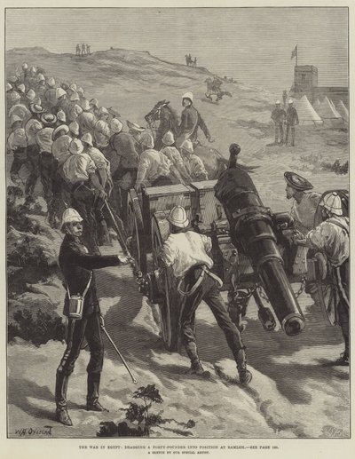 Der Krieg in Ägypten, Ziehen eines Vierzig-Pfünders in Position bei Ramleh von William Heysham Overend