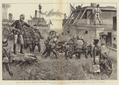 Der Krieg im Sudan, Abreise nach Khartum, Sir Charles Wilson mit einer Eskorte des Sussex-Regiments, Einschiffung in Gubat, um den Nil hinaufzufahren von William Heysham Overend