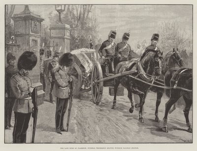 Der verstorbene Herzog von Clarence, Trauerzug verlässt den Bahnhof Windsor von William Heysham Overend