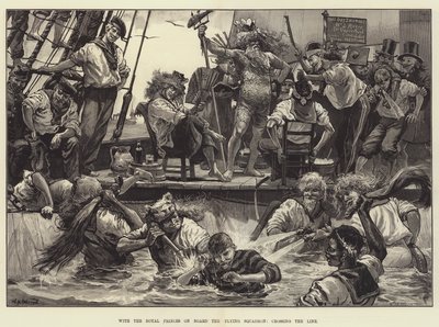 Mit den königlichen Prinzen an Bord des Flying Squadron, Überquerung der Linie von William Heysham Overend