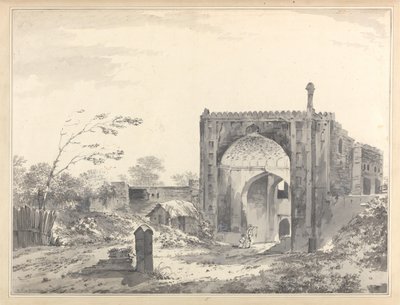 Ein Blick auf das Tor des Karawanserei in Raje Mahel [Rajmahal] von William Hodges