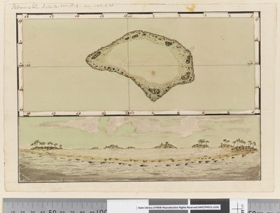 Seite 25b/a Karte und Profil von Palmerston Island von William Hodges