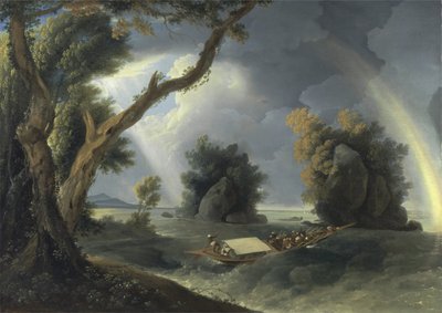 Sturm am Ganges, mit Mrs. Hastings in der Nähe der Colgon-Felsen, ca. 1790 von William Hodges