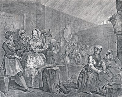 Der Lebensweg einer Dirne, Platte Vier: Szene in Bridewell, 1732 von William Hogarth