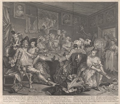 Der Werdegang eines Wüstlings, Tafel 3: Er schwelgt von William Hogarth