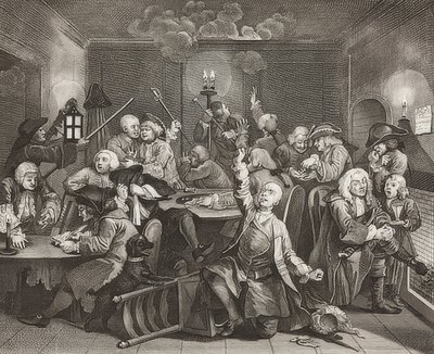 Der Weg eines Liederlichen, Blatt 6: Tom Rakewell in einer Spielhölle. 1735 von William Hogarth