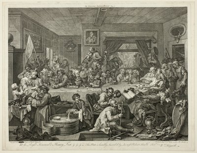 Eine Wahlunterhaltung, Platte eins aus Vier Drucke einer Wahl von William Hogarth