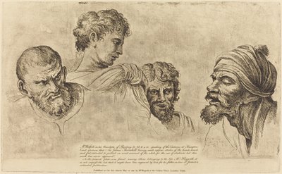 Vier Köpfe aus den Raphael-Kartons in Hampton Court von William Hogarth