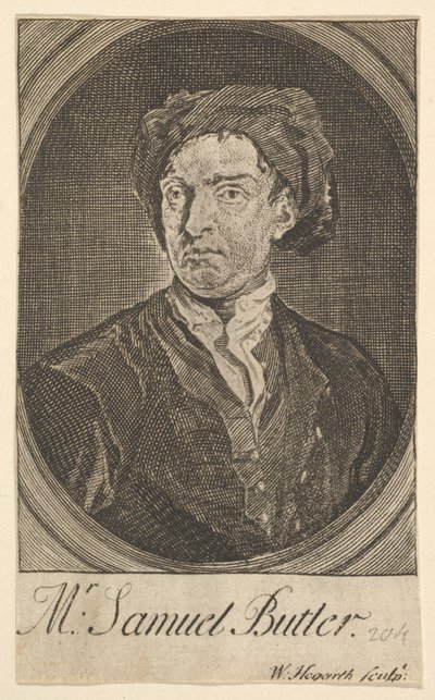 Frontispiz-Porträt Siebzehn kleine Illustrationen für Samuel Butlers Hudibras, April 1726 von William Hogarth