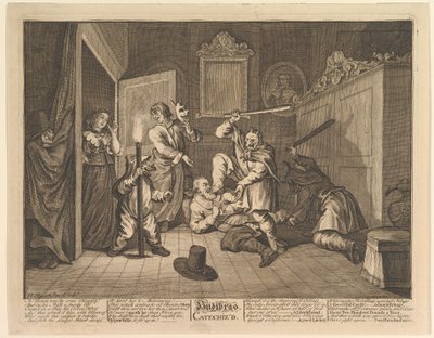 Hudibras katechisiert Zwölf große Illustrationen für Samuel Butlers Hudibras, Platte 9, 1725-68 von William Hogarth