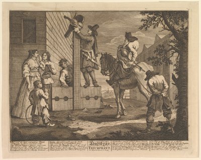Hudibras triumphierend Zwölf große Illustrationen für Samuel Butlers Hudibras, Tafel 4, 1725-68 von William Hogarth