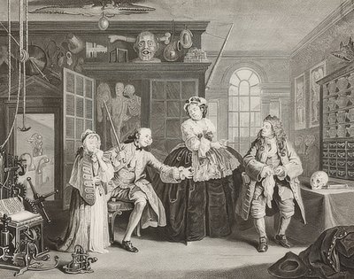 Heirat nach der Mode. Blatt 3: Der Graf und der Quacksalber von William Hogarth