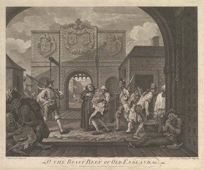 O der Braten von Alt-England - Das Tor von Calais, 6. März 1749 von William Hogarth