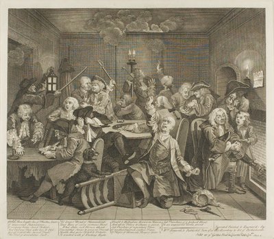 Tafel Sechs, aus Ein Wüstlings Fortschritt von William Hogarth