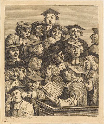 Gelehrte bei einer Vorlesung von William Hogarth