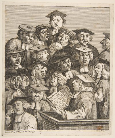 Gelehrte bei einer Vorlesung von William Hogarth