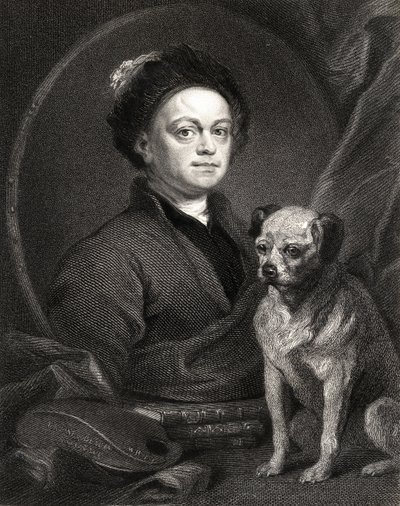 Selbstporträt, aus Galerie der Porträts, veröffentlicht 1833 von William Hogarth
