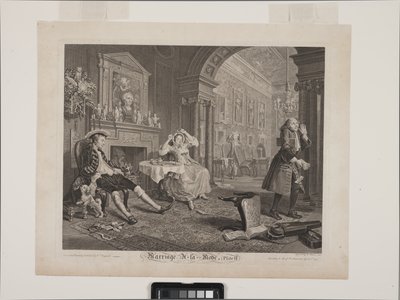 Die Frühstücksszene: Marriage À La Mode, Platte 2 von William Hogarth