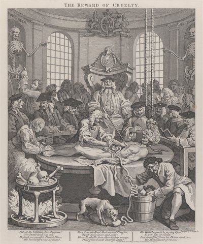 Die vierte Stufe der Grausamkeit: Die Belohnung der Grausamkeit von William Hogarth