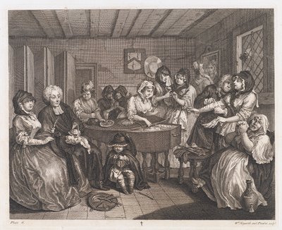 Das Begräbnis der Dirne, entworfen 1732, gedruckt 1744 von William Hogarth