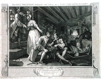 Der faule Lehrling, verraten von einer Prostituierten, Platte IX von 