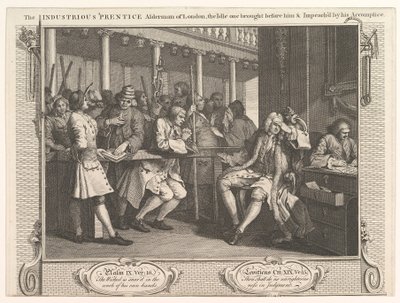 Der fleißige Lehrling, Alderman von London, der faule vor ihm gebracht, September 30, 1747 von William Hogarth