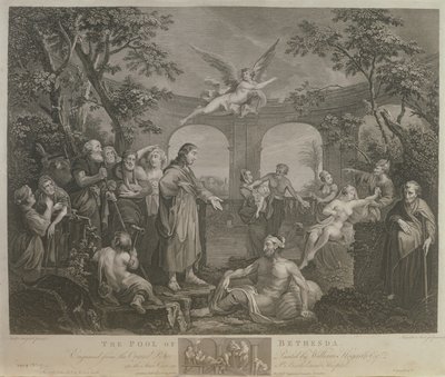 Der Teich von Bethesda, graviert von J.M. Delatre und Simon Francis Ravenet, veröffentlicht von John Boydell, 1772 von William Hogarth