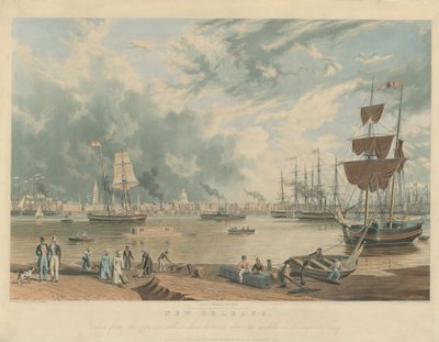 New Orleans: Von der gegenüberliegenden Seite, eine kurze Strecke oberhalb der Middle oder Picayyune Fähre von William James Bennett after Antoine Mondelli