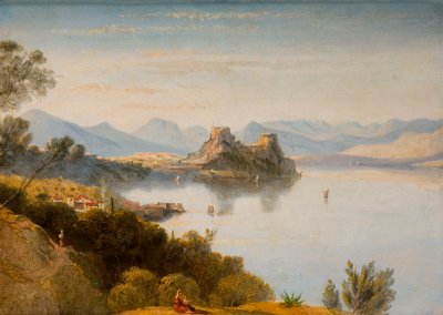 Albanische Berge mit Korfu in der Ferne von William James Linton