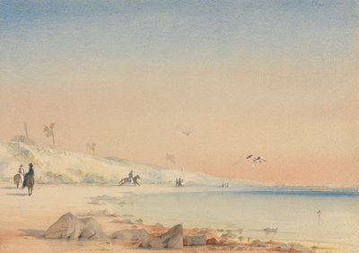 Gambia - eine Sandbucht mit Figuren, die am Kap St. Mary gehen und reiten von William John Chamberlayne