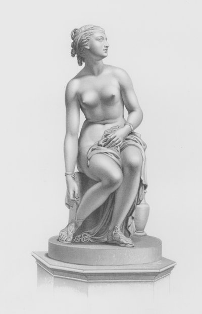 Vorbereitung auf das Bad, graviert von W. Roffe nach der Statue von J. Gibson, RA im Besitz des Earl of Yarborough von William John Roffe
