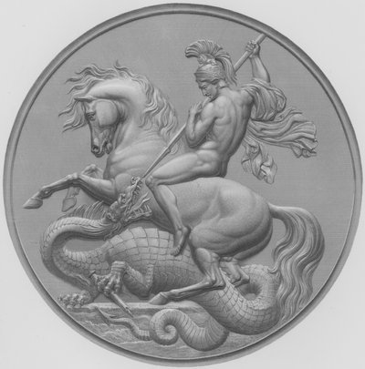 St. Georg, nach der Medaille von W. Wyon, RA, ausgeführt für Seine Königliche Hoheit Prinz Albert, graviert von W. Roffe nach einer Zeichnung von F. Roffe von William John Roffe
