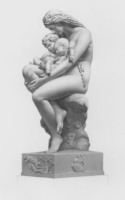Die erste Wiege, graviert von W. Rolfe nach der Gruppe von A. H. Derby von William John Roffe