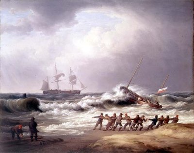 Rettungsboot geht zu einem in Not geratenen Schiff von William Joy