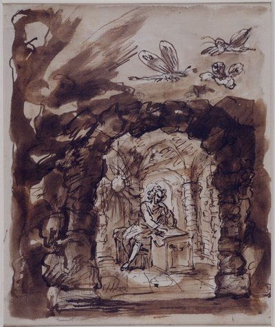 Alexander Pope in seiner Grotte, ca. 1730 von William Kent