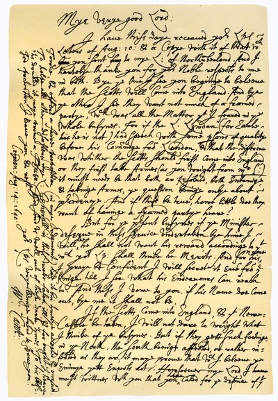 Brief von William Laud, Erzbischof von Canterbury an Edward Conway, 14. August 1640 von William Laud