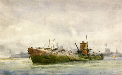 Ein kapituliertes und gestrandetes U-Boot, Portsmouth von William Lionel Wyllie
