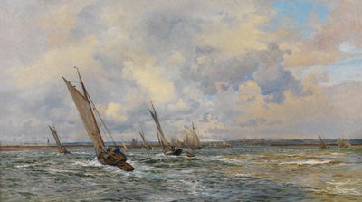 Garnelenfischer gegen den Wind von William Lionel Wyllie
