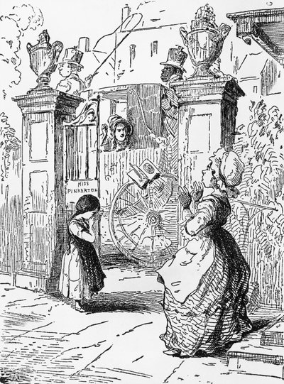 Rebeccas Abschied, Kapitel I, Illustration für Jahrmarkt der Eitelkeiten von William Makepeace Thackeray