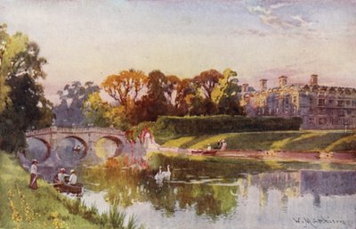 Clare College und Brücke von der Cam, Herbstabend von William Matthison