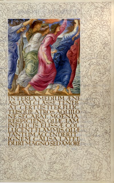 Brennende Schiffe, Illustration aus "Venus und Aeneas", Eröffnung von Buch I von Virgils "Aeneis" von William Morris